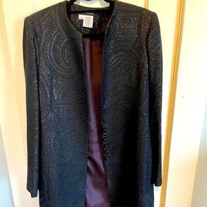 Franco Mirabelli pant suit. Jet black , metallic thread & Velvet pants. Size 10